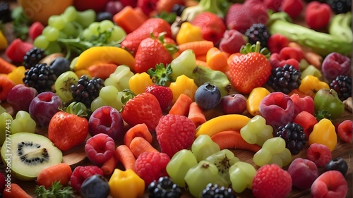 A rainbow-colored mixture of fruits and veggies fruits and vegetables