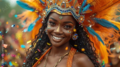 Celebrate Diversity: Carnival Queen Smiles for the Camera Generative AI