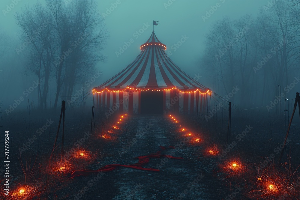 Fall's Enchanting Circus: A Spellbinding Nighttime Experience Generative AI