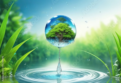 ecosystem water drop nature background for eart photo