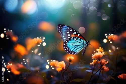 Ballet of Butterflies: Capture flowers with bokeh lights while butterflies dance around. © ToonArt
