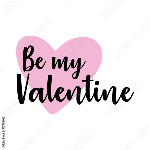 Logo del día de San Valentín. Silueta de corazón con texto manuscrito Be my Valentine para su uso en felicitaciones y tarjetas
