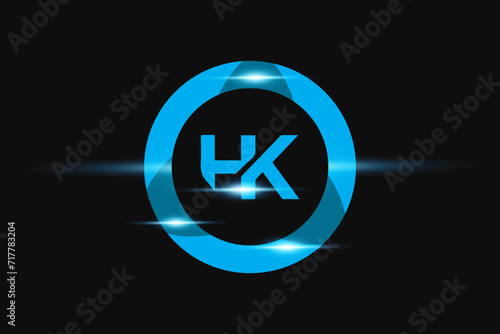 HK Blue logo Design. Vector logo design for business.