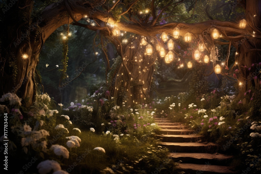 Enchanted Forest: Create a magical forest setting with flowers. Enchanted Forest: Create a magical forest setting with flowers.