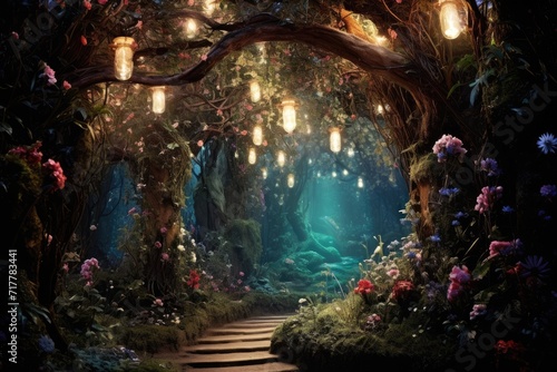 Enchanted Forest: Create a magical forest setting with flowers. © ToonArt