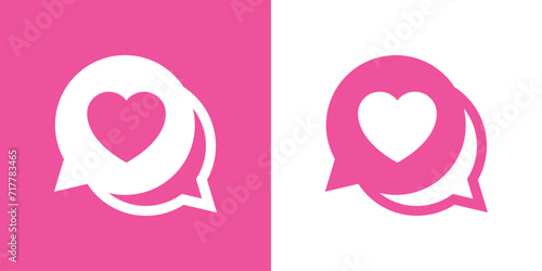 Logo del día de San Valentín. Silueta de corazón en burbuja de habla para su uso en felicitaciones y tarjetas