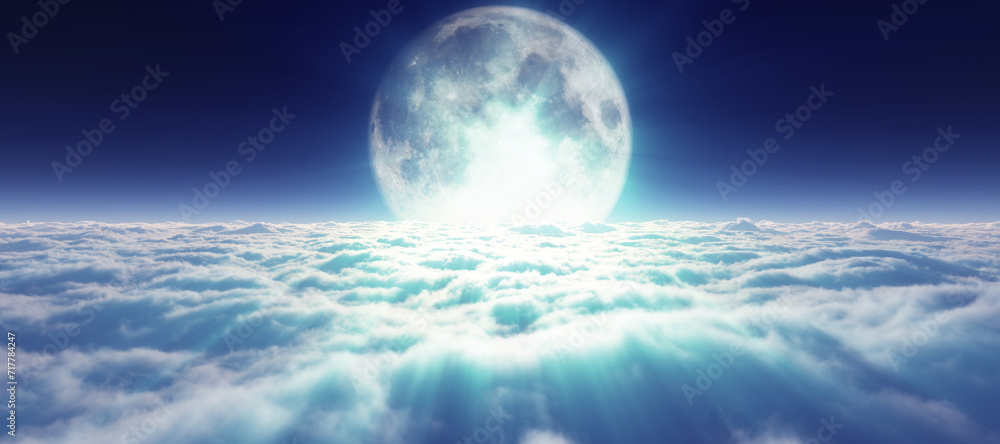 above clouds full moon illustration