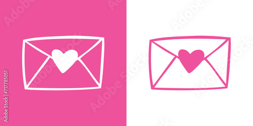 Logo del día de San Valentín. Mensaje de amor. Silueta de corazón en sobre cerrado para su uso en felicitaciones y tarjetas