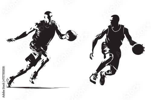 Basketball player silhouette vector illustration.