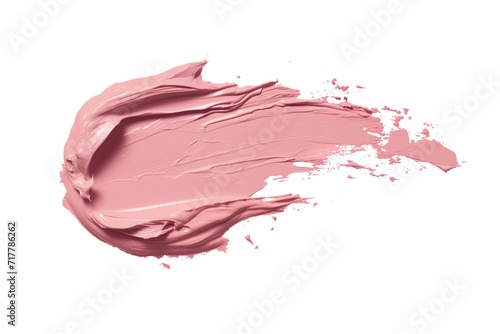 Pastel pink lipstick smear swatch isolated on white background, high gloss