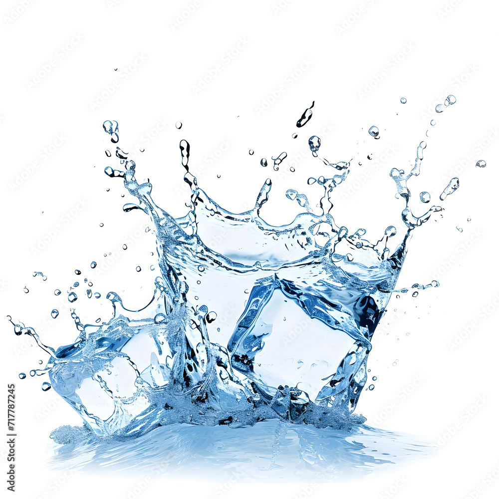 Ice Cubes In Flow Splashing isolated on white background Ice Cubes In Flow Splashing isolated on white background