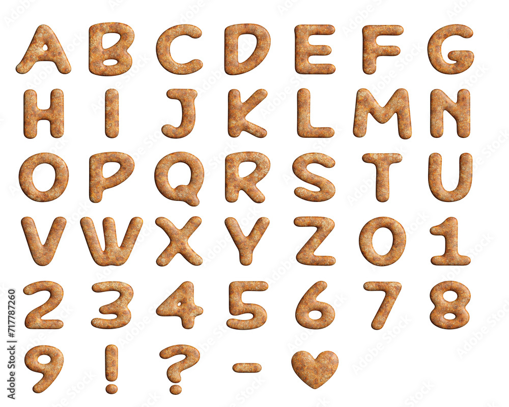 Rusted alphabetical and numerical characters Rusted alphabetical and numerical characters