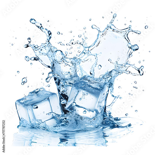 Ice Cubes In Flow Splashing isolated on white background