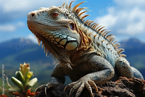 An iguana on hot rocks