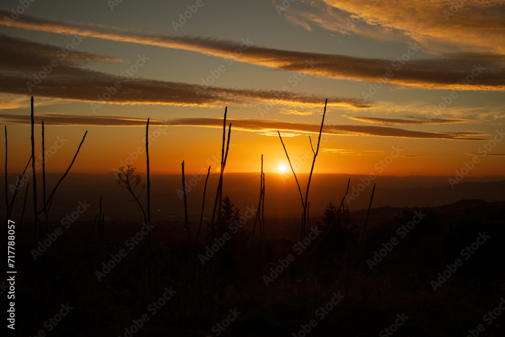 A beautiful sunset over the hills in Sicily A beautiful sunset over the hills in Sicily