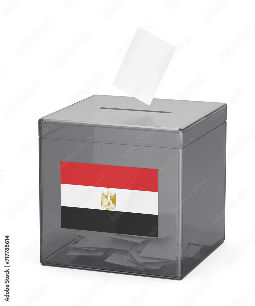 Concept image for election in Egypt, ballot box with voting paper Concept image for election in Egypt, ballot box with voting paper