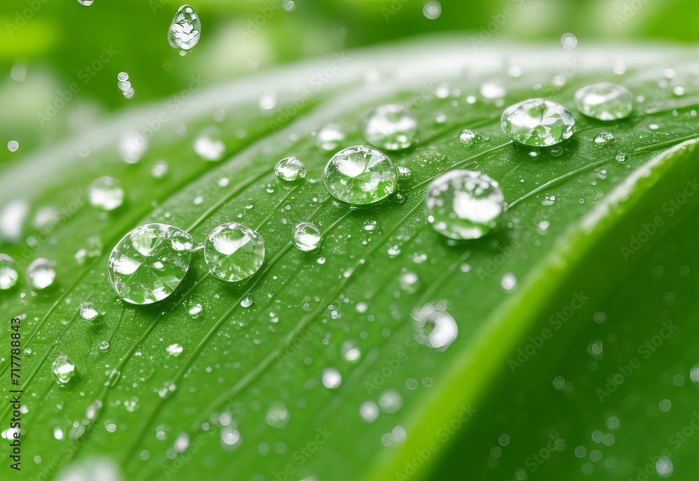 Macro shot of water droplets on the leaves Macro shot of water droplets on the leaves