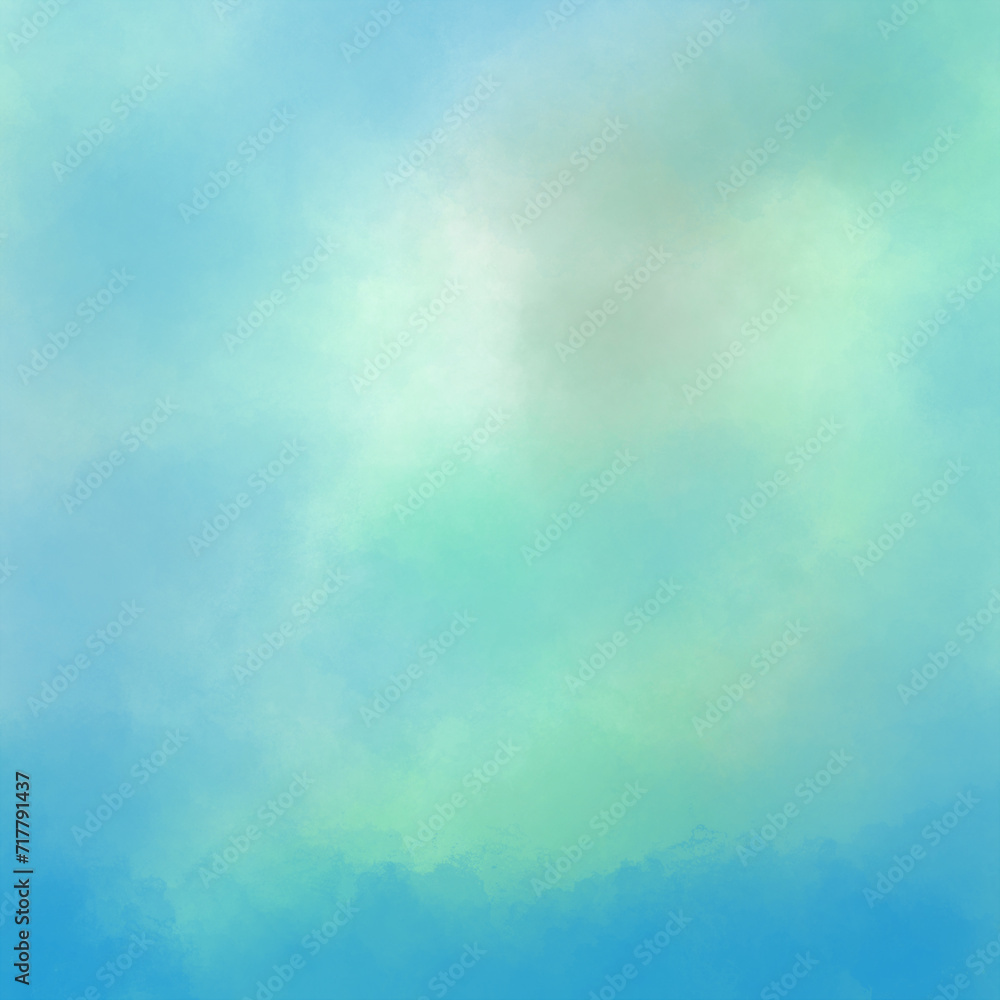 Vintage Sky Canvas: Abstract Watercolor Background with Clouds and Grunge Texture in Blue and Green Hues