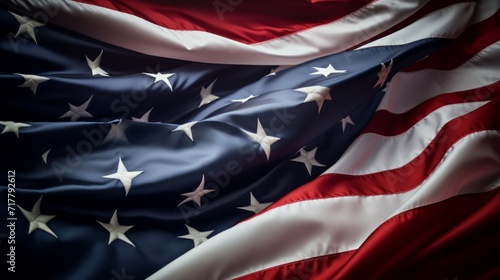 Wallpaper Mural American flag waving in the wind. Neural network AI generated art Torontodigital.ca