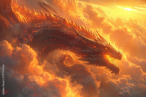 Dragon's Blazing Fire: A Fantasy Artwork for the Month of August Generative AI