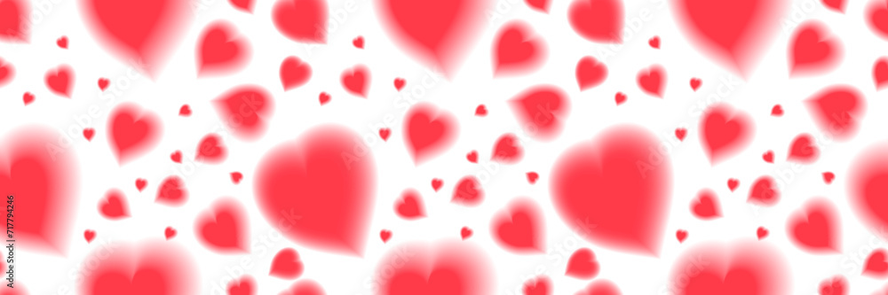 Romantic y2k red heart seamless pattern. Stock vector illustration in 2000s style.