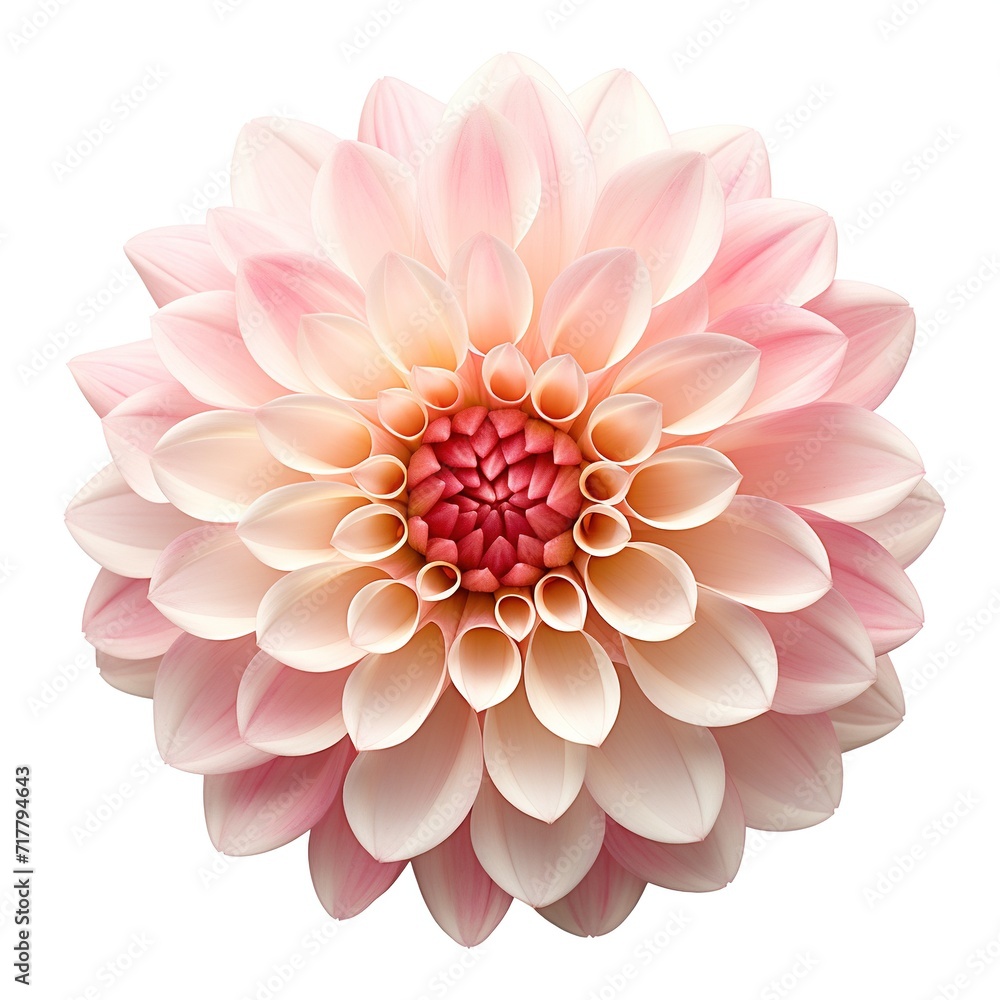 Fototapeta premium A single piece of dahlia top view isolated on white background
