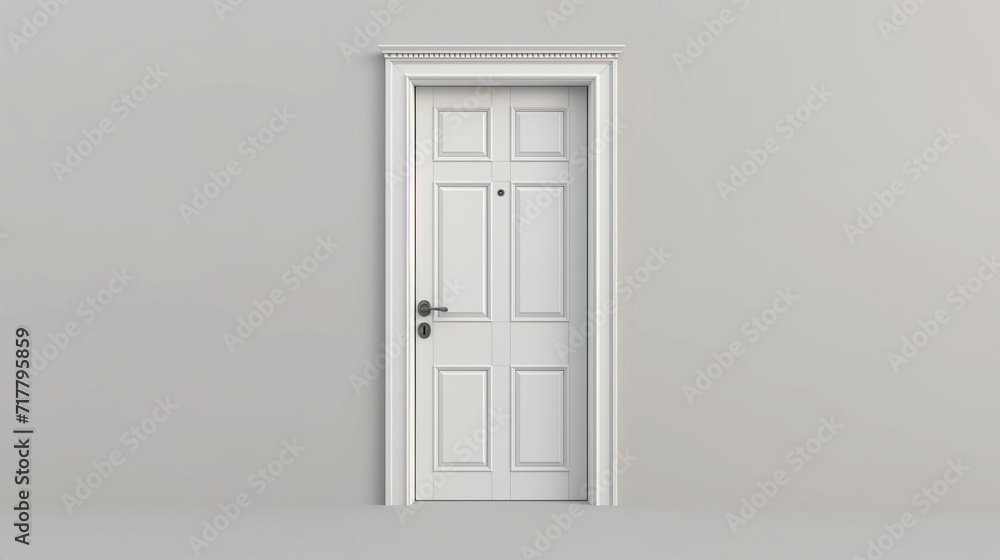 A white door on white floor and white walls.