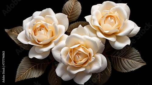 white roses on black background