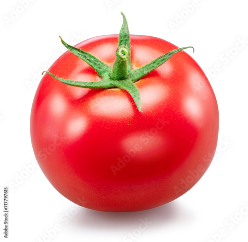Red campari tomato isolated on white background. Macro shot. File contains clipping path.