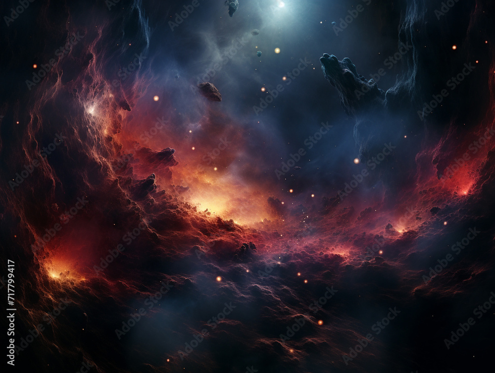 Nebula in deep space with stars. Abstract cosmos background Generative AI Nebula in deep space with stars. Abstract cosmos background Generative AI