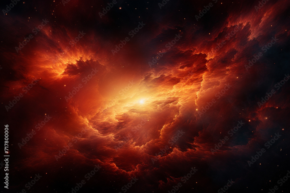 Fototapeta premium Setting sun in the clouds, space, abstract background Generation AI