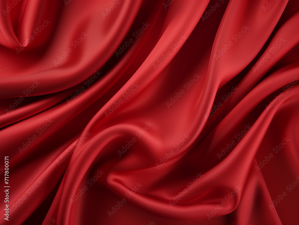 Fototapeta premium Abstract red background. Red fabric texture background. Red silk satin. Curtain. Luxury background for design. Shiny fabric. Generative AI