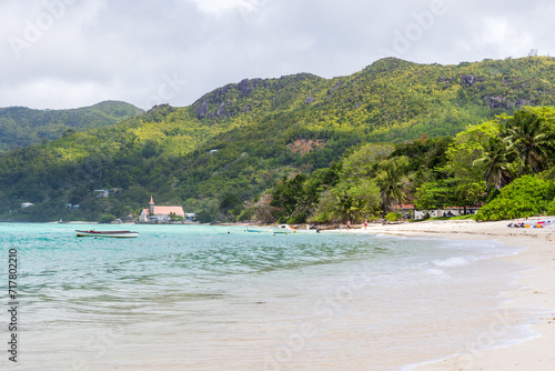 Seychelles. Coastal landscape with Anse Royale beach.