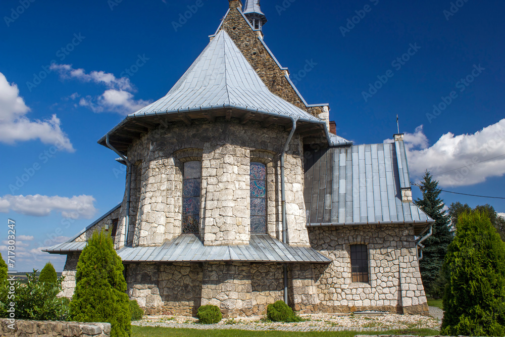 A lone stone Christian church in Poland
