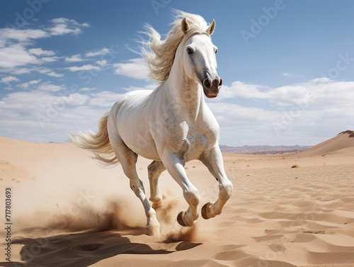 Horse galloping through the desert Generative AI  