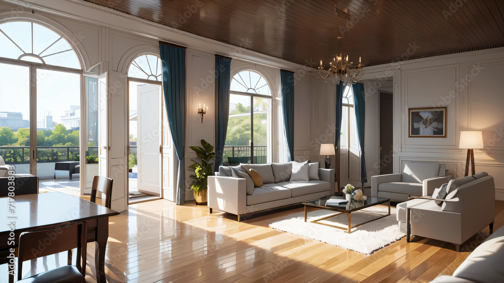 Fototapeta premium living room with fireplace