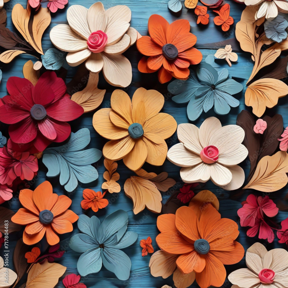 seamless background with flowers leaf texture ,Ai generated seamless background with flowers leaf texture ,Ai generated