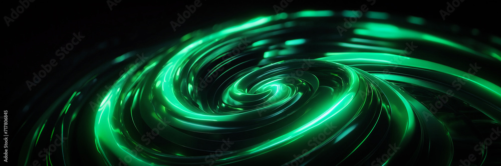 Green neon spiral background. Closeup banner abstract background Green neon spiral background. Closeup banner abstract background