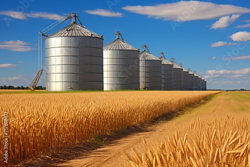 wheat field silos. optimal storage solution for agricultural production and crop preservation