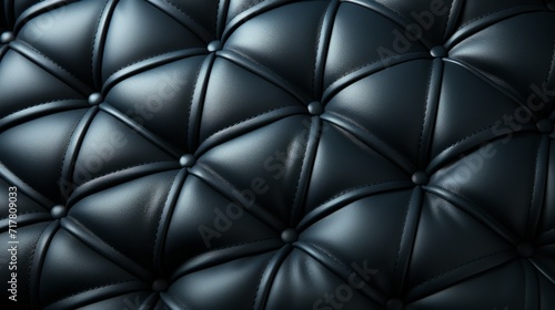 Soft black leather background upholstery of sofa with buttons.