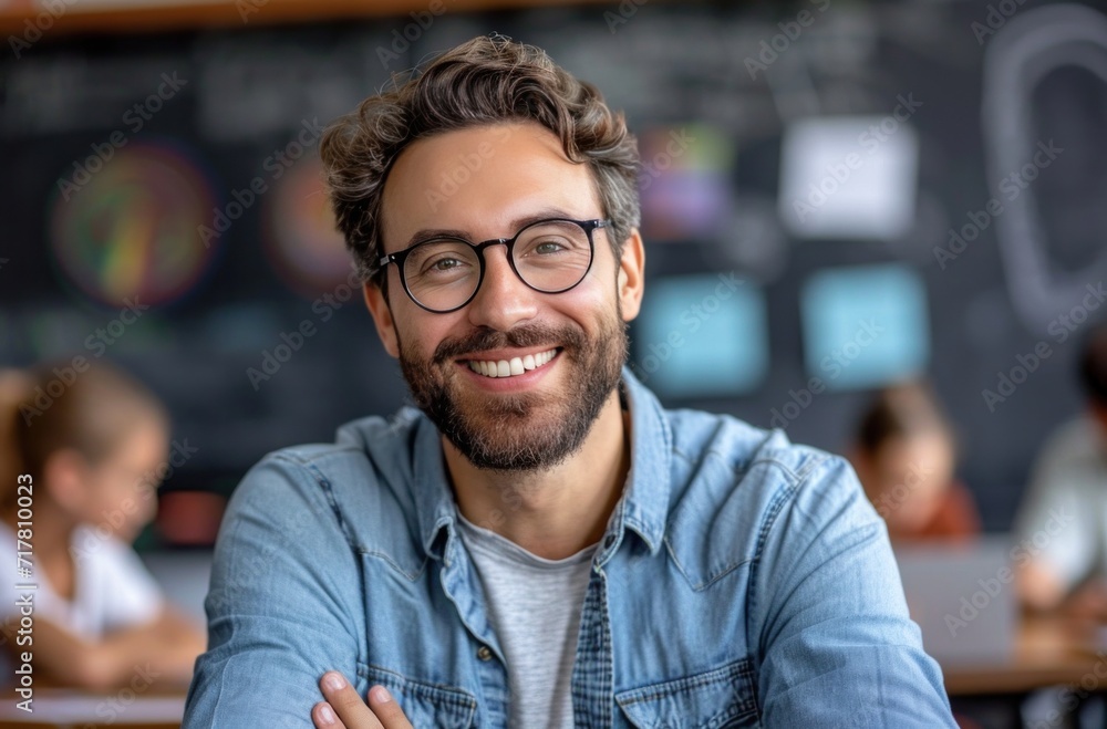 smiling teacher or mentor in classroom smiling teacher or mentor in classroom
