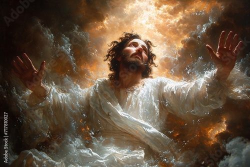 Jesus in the Clouds: A Divine Moment in Time Generative AI © Mansi