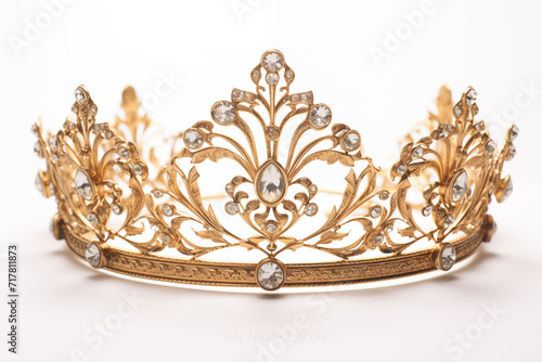 Golden princess crown on a white background
