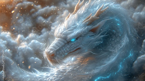 Dragon's Eye: A Fantasy Artwork with a Blue Glow Generative AI