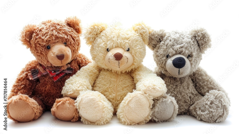 Obraz premium Three Cute Teddy Bears Sitting Together