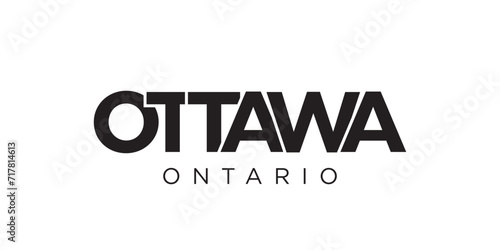 Ottawa in the Canada emblem. The design features a geometric style, vector illustration with bold typography in a modern font. The graphic slogan lettering.