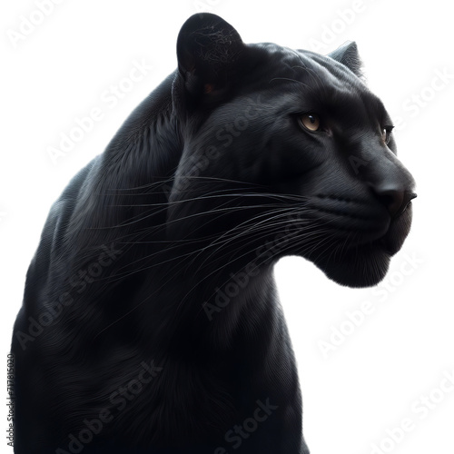 black panther isolated on transparent or white background, PNG photo
