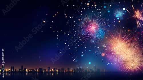 Beautiful creative holiday background. Fireworks and sparkles