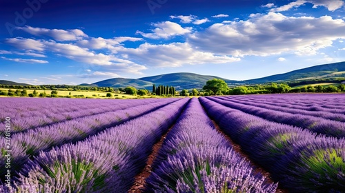 Serene lavender fields  Provence sunlight  serene charm  aroma  tranquility  gentle sway. Generated by AI.