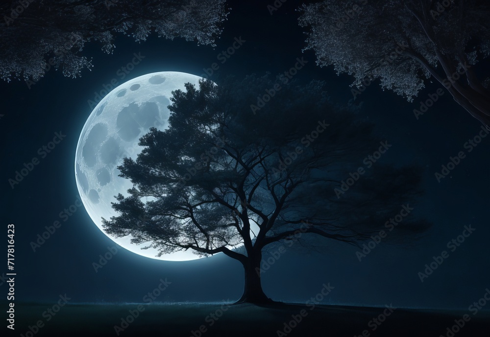 Tree in moonlight night background Tree in moonlight night background